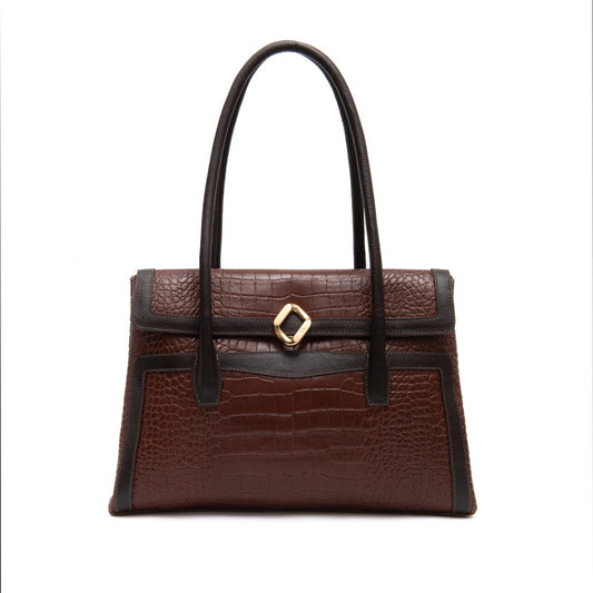 BOLSA WORKING TOTE GRANDE  NEW CROCO BROWNIE OURO
