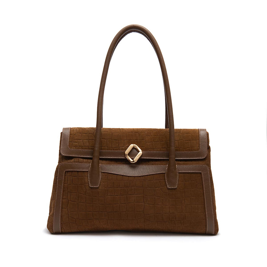 BOLSA WORKING TOTE AURORA CAMURÇA CROCO MASCAVO OURO