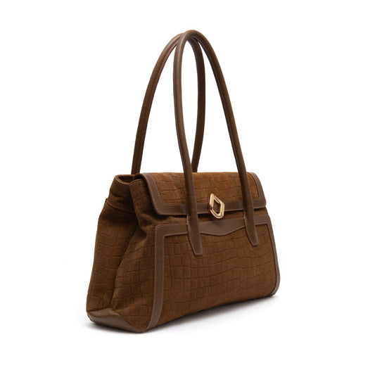BOLSA WORKING TOTE AURORA CAMURÇA CROCO MASCAVO OURO