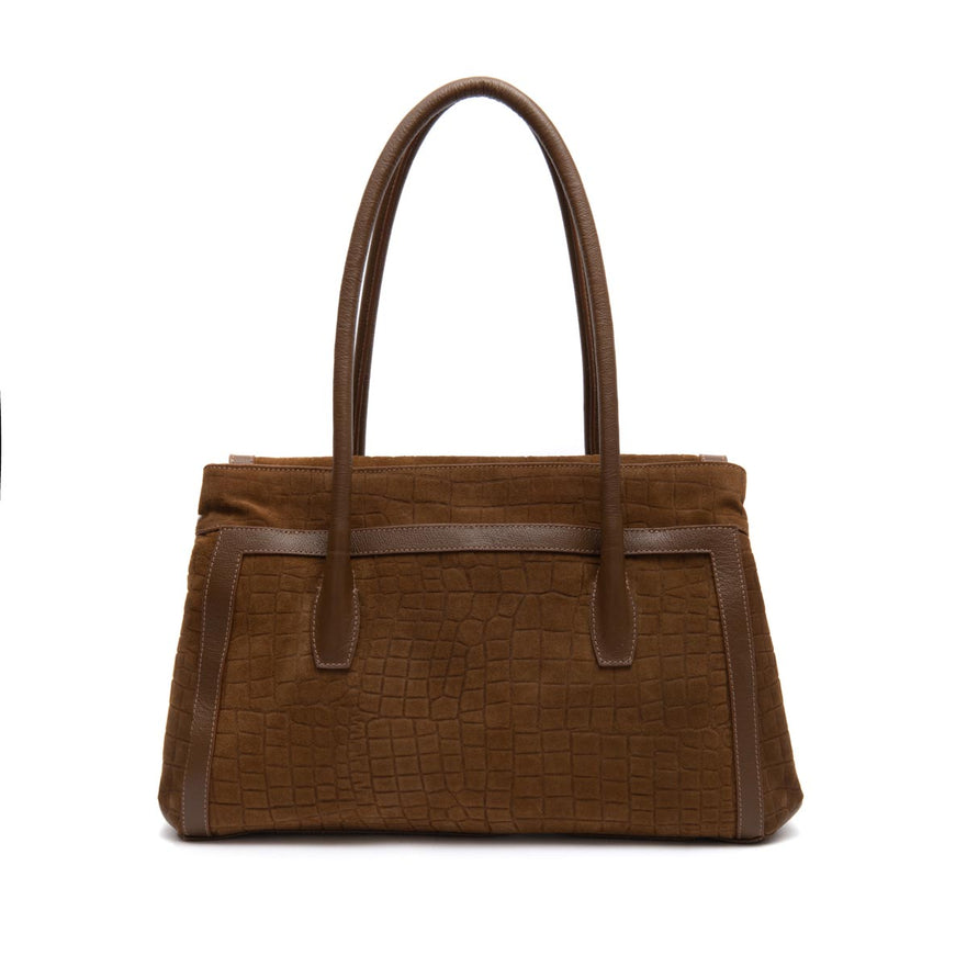 BOLSA WORKING TOTE AURORA CAMURÇA CROCO MASCAVO OURO