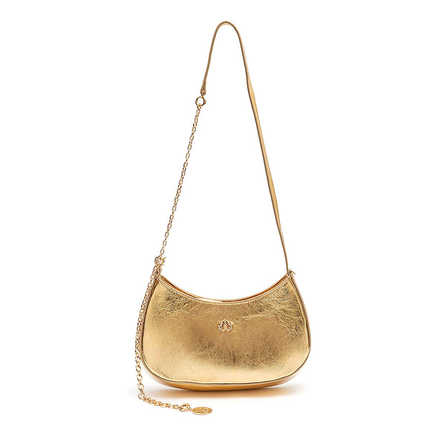 BOLSA FOREVER SHOULDER BAG COURO CRUSH OURO/OURO