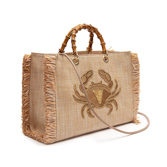 CRAB STRAW TOTE BAG