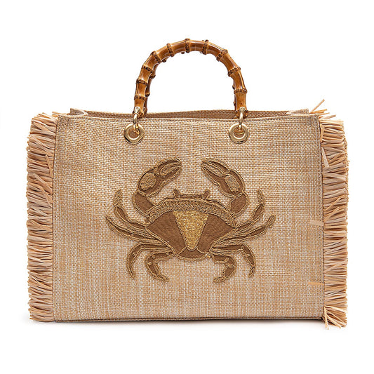 CRAB STRAW TOTE BAG