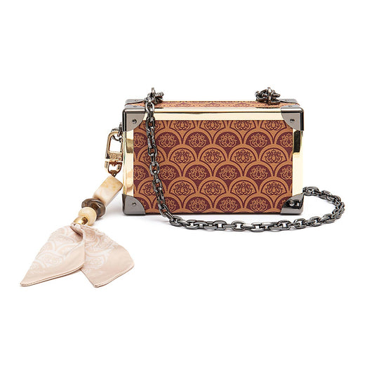 BOLSA CLUTCH  TRUNK SIRENA PEQUENA MONOGRAMA CANVAS CARAMELO