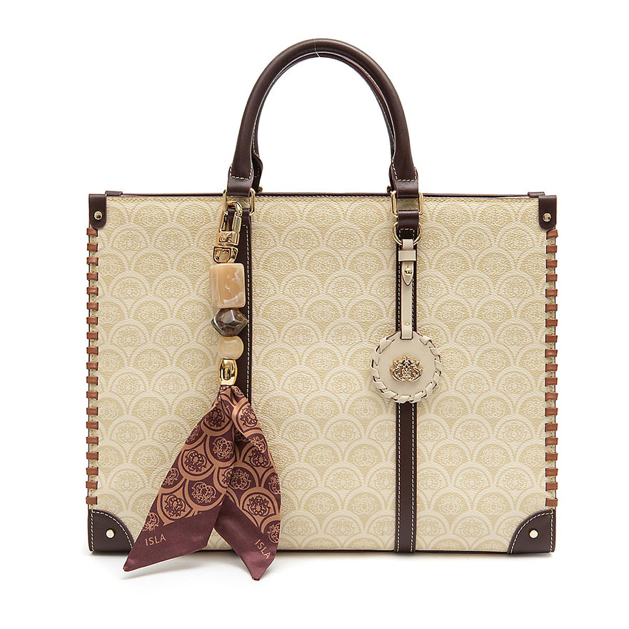 TOTE SIRENE MONOGRAMA CANVAS CREME