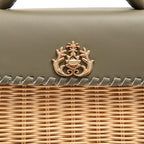 BOLSA SELENE TOP HANDLE RATTAN E COUROU AZEITE