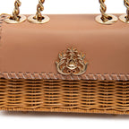 MINI SELENE RATTAN E COURO ARGILA MEL