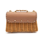 MINI SELENE RATTAN E COURO ARGILA MEL