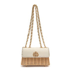 MINI SELENE RATTAN E COURO VANILLA AREIA