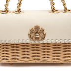 MINI SELENE RATTAN E COURO VANILLA AREIA