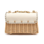 MINI SELENE RATTAN E COURO VANILLA AREIA