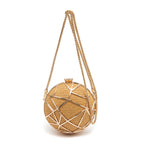 BOLSA CLUTCH ESFERA PALHA OURO