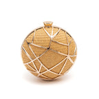 BOLSA CLUTCH ESFERA PALHA OURO