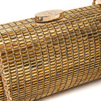 Bolsa Clutch Cilíndrica de Cristais Ouro