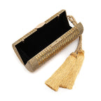Bolsa Clutch Cilíndrica de Cristais Ouro