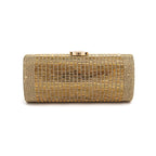 Bolsa Clutch Cilíndrica de Cristais Ouro
