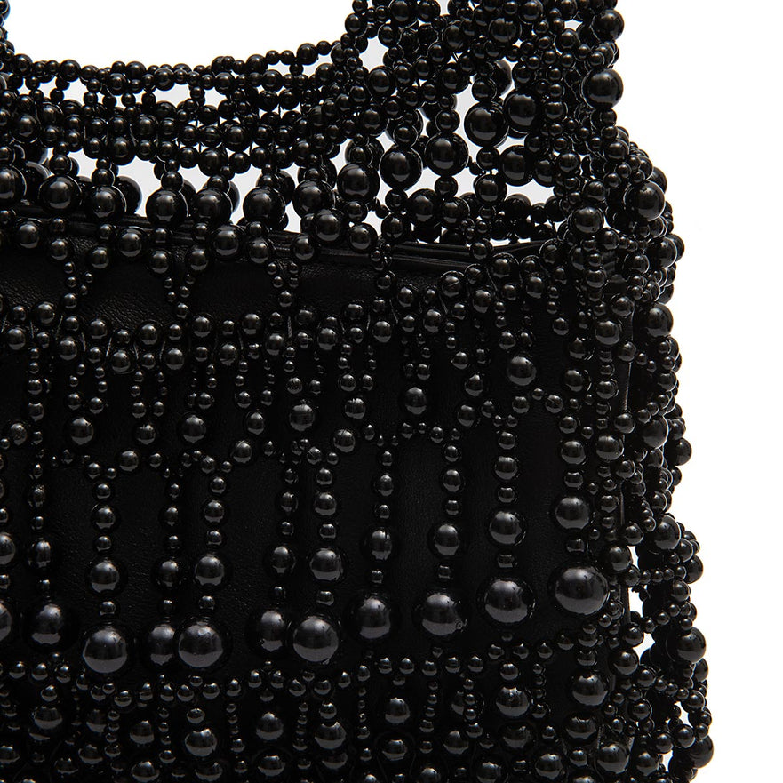 BOLSA HOBO CONTAS DE RESINA PRETA