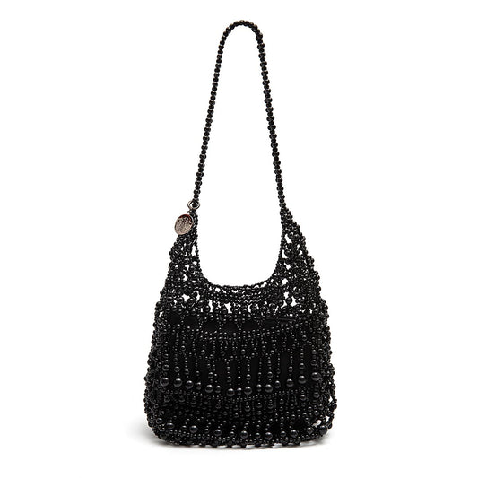 BOLSA HOBO CONTAS DE RESINA PRETA
