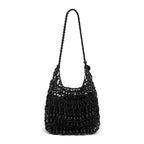 BOLSA HOBO CONTAS DE RESINA PRETA