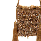 BOLSA BUCKET CLAIRE EM RÁFIA E CONTAS EM RESINA AREIA