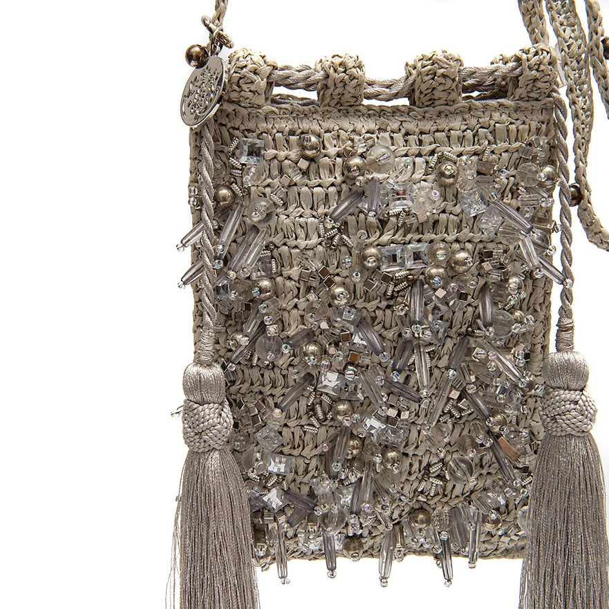 BUCKET CLAIRE  RÁFIA CROSSBODY PRATA