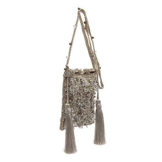 BUCKET CLAIRE  RÁFIA CROSSBODY PRATA