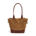 BOLSA BASKET CAMELLIA CROCHÊ  OURO  CASTANHO SOLAR