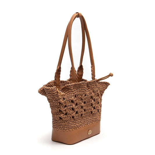 BOLSA BASKET CAMELLIA CROCHÊ ARGILA