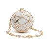 BOLSA CLUTCH ESFERA PEQUENA DE CRISTAIS BRANCOS COM OURO