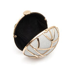 BOLSA CLUTCH ESFERA PEQUENA DE CRISTAIS BRANCOS COM OURO