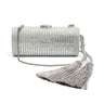 Bolsa Clutch Cilíndrica de Cristais Prata