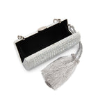 Bolsa Clutch Cilíndrica de Cristais Prata