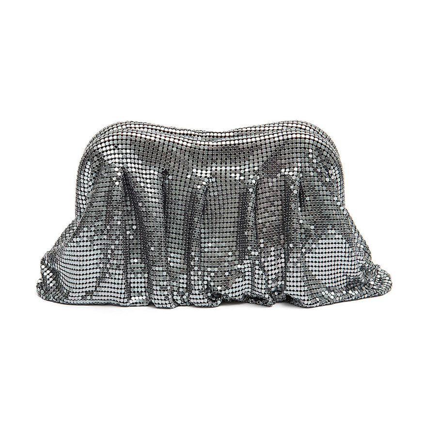 BOLSA POUCH MALHA METÁLICA SHOULDER DE CRISTAIS