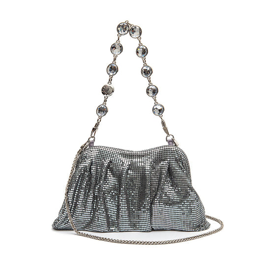 CRYSTAL MESH POUCH SHOULDER BAG