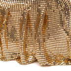 BOLSA POUCH MALHA METÁLICA SHOULDER DE CRISTAIS CROSSBODY OURO