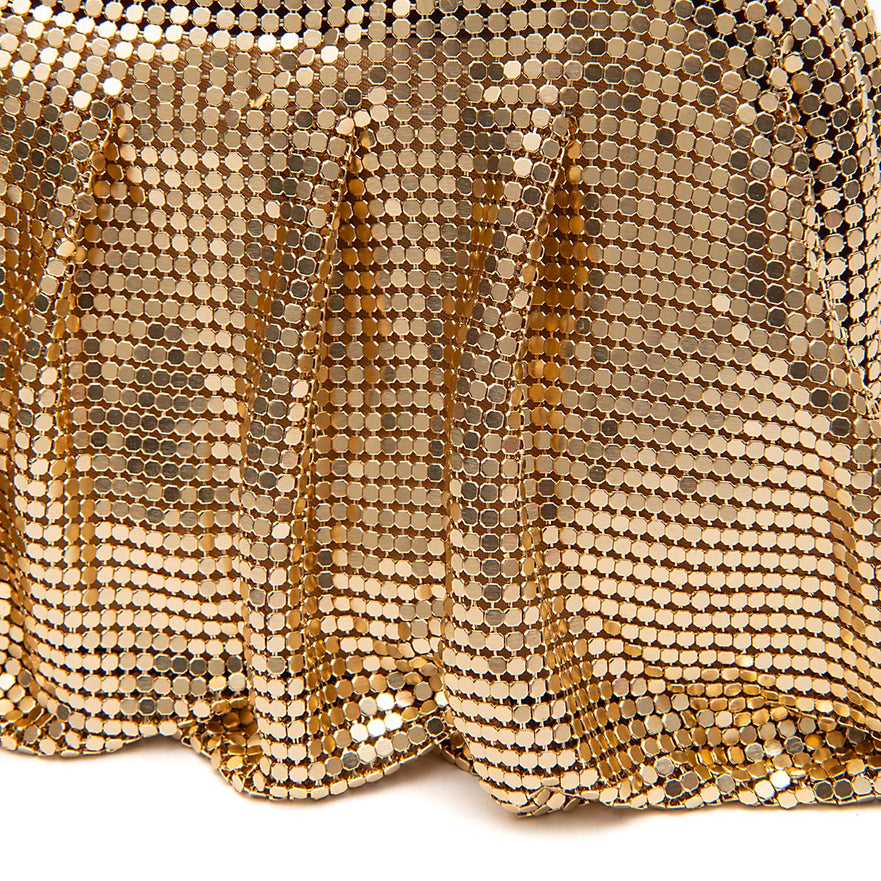 BOLSA POUCH MALHA METÁLICA SHOULDER DE CRISTAIS CROSSBODY OURO
