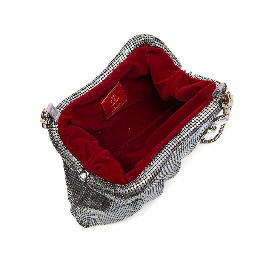 BOLSA POUCH MALHA METÁLICA SHOULDER DE CRISTAIS