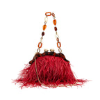 BOLSA POUCH PEQUENA DE PLUMAS CARMIM