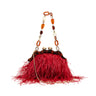 BOLSA POUCH PEQUENA DE PLUMAS CARMIM