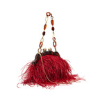 BOLSA POUCH PEQUENA DE PLUMAS CARMIM