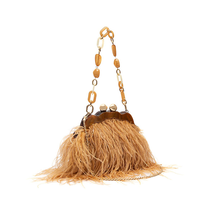 BOLSA POUCH PEQUENA DE PLUMAS MEL