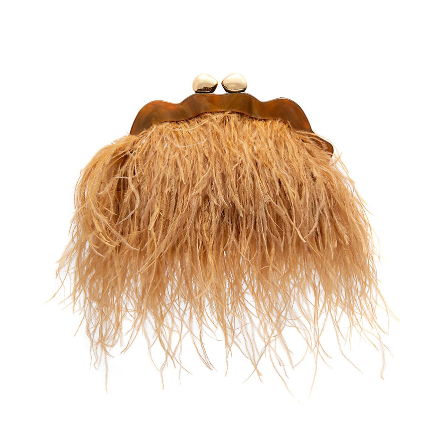 BOLSA POUCH PEQUENA DE PLUMAS MEL