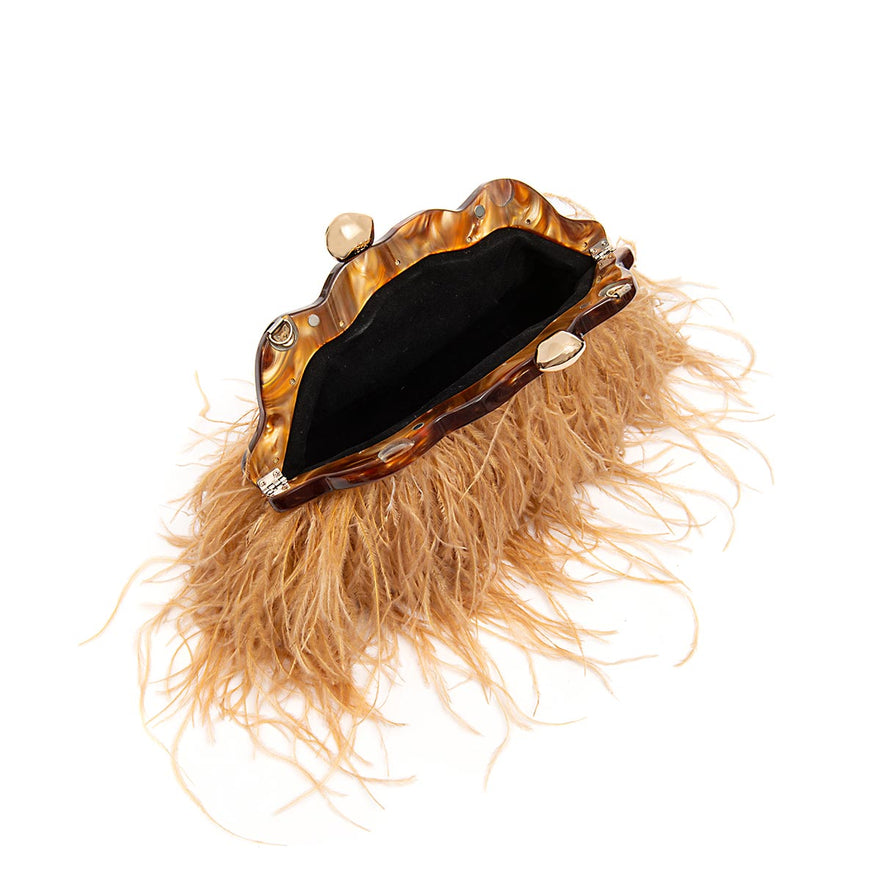 BOLSA POUCH PEQUENA DE PLUMAS MEL