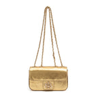 MINI ANNE BAGUETE COURO CRUSH OURO/OURO