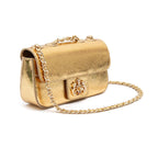 MINI ANNE BAGUETE COURO CRUSH OURO/OURO
