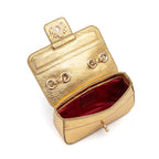MINI ANNE BAGUETE COURO CRUSH OURO/OURO