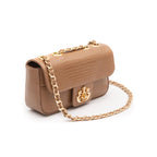 BOLSA BAGUETE ANNE MINE COURO  LIZARD MOCHACCINO