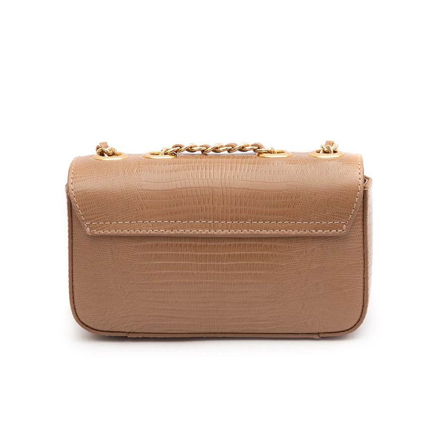 BOLSA BAGUETE ANNE MINE COURO  LIZARD MOCHACCINO
