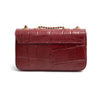 BOLSA ANNE EM COURO CAIMAM CARMIM OURO