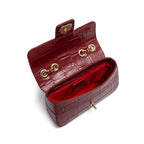 BOLSA ANNE EM COURO CAIMAM CARMIM OURO